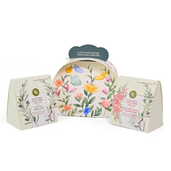 Premium Pure Olive Oil & Goat Milk Soap-Sensitive Skin-Handmade Cold-Process All Natural Facial Cleanser Pharmacist Natural Moisturizing (Natural Scent & Siam Roses and Whit Tea (Pack of 2))