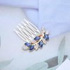 Yheakne Vintage Rhinestone Crystal Hair Comb Blue Crystal Wedding Headpieces Rhinestone Side Comb Hair Clip Hair Gold Cz Leaf Comb Barrette Bridal Headwear Accessories Jewelry for Women (Gold)