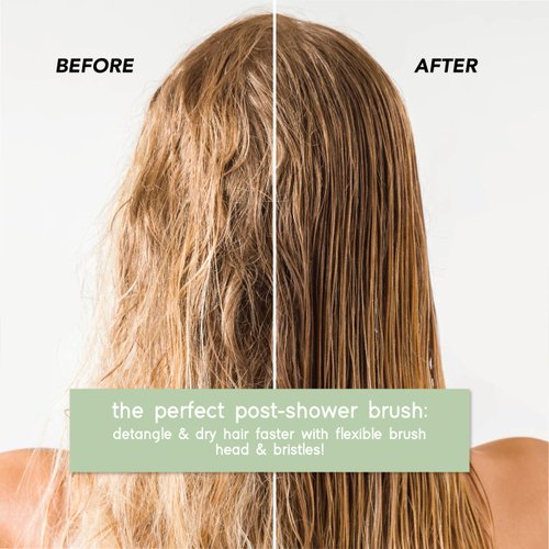 Flexible Detangling Hair Brush for Curly, Black Natural Hair, Afro Textured Size Adjustable Hairbrush (Green)