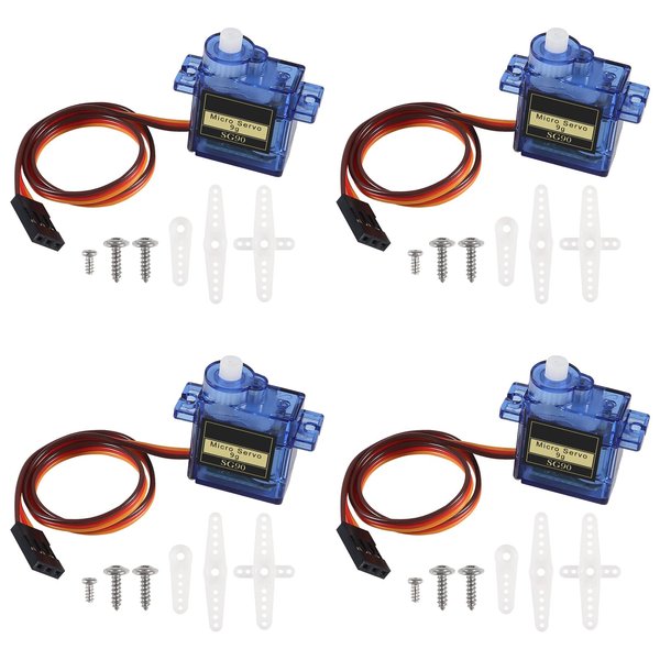 D-FLIFE 4pcs SG90 Micro Servo Motor Mini Servo SG90 9g Servo Kit for RC Helicopter Airplane Car Boat Robot Arm/Hand/Walking/Servo Door Lock Control with Cable