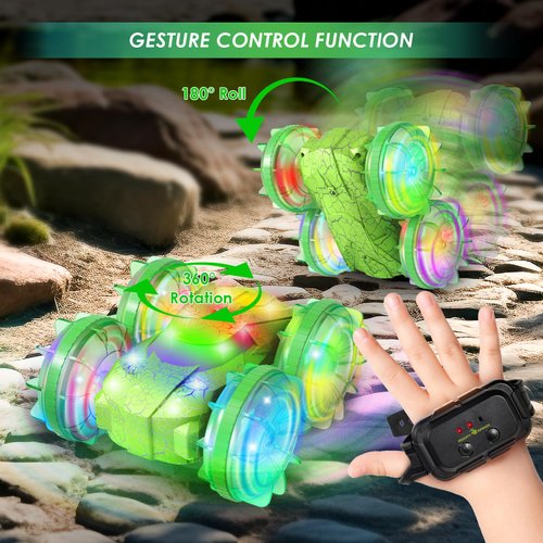 Amphibious RC Car with Lights for Kids 6-12 Year Old,2.4 GHz Remote Control Boat RC Monster Truck 4WD Vehicle Gifts,Waterproof Hand Controlled Boat 360° Rotating Water Beach Pool Toys for Boys Girls