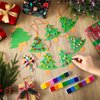 Zhanmai 48 Sets Christmas Tree Thumbprint Crafts DIY Christmas Tree Ornament Kit Make Your Own Thumbprint Tree Sign Xmas Tree Hanging Ornaments for Home Activities Holiday Party Decoration