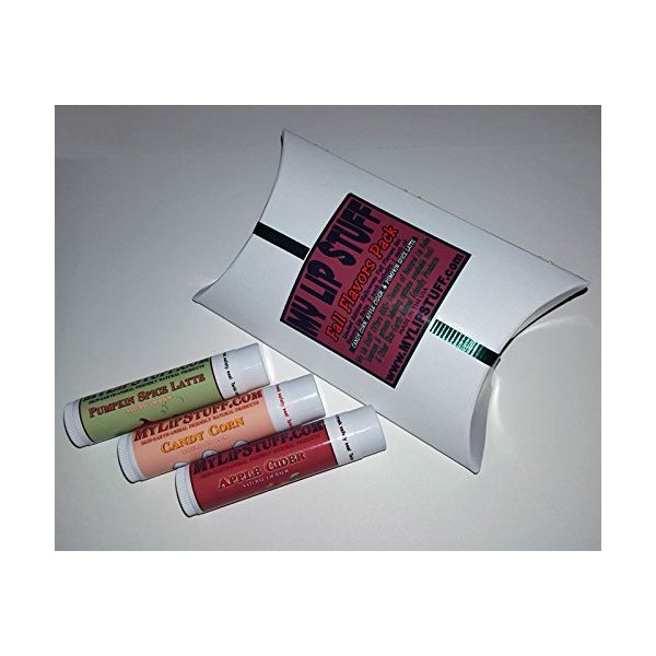 My Lip Stuff Fall Flavors Pack (Candy Corn, Pumpkin Spice Latte, Apple Cider) Natural Lip Balm Set