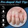 LoveOurHome 600pc Square Gel x Nail Tips Long Fake Nail Clear Full Cover False Nail Tips Square Artificial Fingernails Soft Gel X Nail Art Tips for Acrylic Nails Gel X Extension Press Nail Making