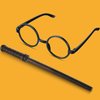 Chinco 72 Pcs Wand Pencils and Glasses Wizard Halloween Party Favors, Including 24 Wizard Wand Pencils and 24 Plastic Costume Glasses Frame with 24 Storage Bags for Kids Theme Party Supplies