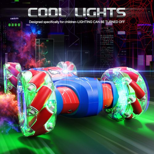 Spider Remote Control Car for Boys, 2.4GHz 4WD Gesture Sensing Rc Stunt Car with Lights Music - Birthday Gifts for Boys Girls,360°Rotate Transform Drift Rc Cars for Boys Age 6-12