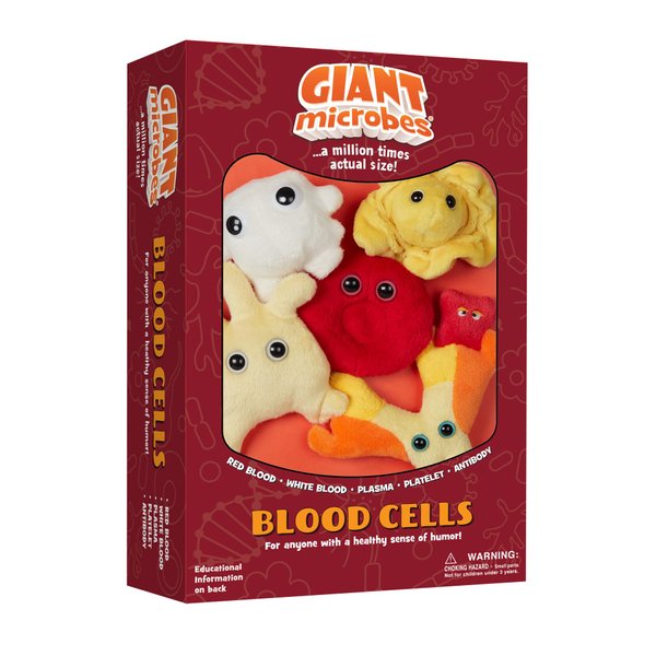 GIANTmicrobes Blood Cells Themed Gift Box, Blood Cell Plush, Blood Bank Laboratory Gifts, Lab Tech Gifts, Hematology Gifts, Leukemia Gifts