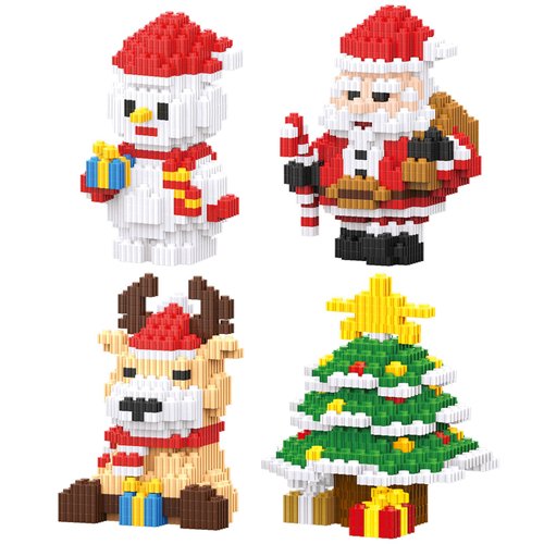HGCYCF Christmas Building Blocks Sets 4 in 1 Compatible for Lego Christmas Micro Blocks Stacking New Toys Holiday Present Box New Year Birthday Gifts for Kids 6-12 Years Old (4 in 1)