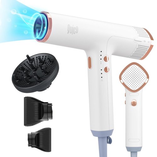 Quico Hair Dryer with Diffuser, 1875W High-Speed Professional Blow Dryer with 110000 RPM Motor, Faster Salon Ionic Hair Dryer, Adjustable Temp and Speed, Portable Hair Dryer for Women Home Travel Gift