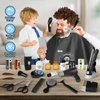 deAO Barber Shop Pretend Play Toy,29 PCS Kids Shaving Kit for Boys,Styling Accessories with Hair Dryer,Hair Straightener,Stylist Apron,Boys Grooming Salon Set Gift for Kids 3+