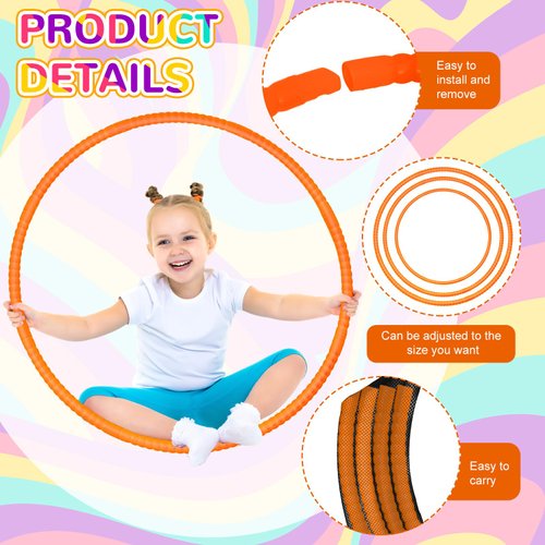 Shappy 6 Pcs Exercise Hoop Detachable Adjustable Plastic Toy Hoop Playground Toys Colored Hoop Circles for Teens Games Gymnastics Dog Agility Equipment Party Decor(32 Inch,Orange)