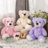 MorisMos 3 Packs Teddy Bears Bulk Stuffed Animals, Cute Small Teddy Bear Plush Toys, Little Stuffed Bear for Kids on Centerpiece Baby Shower, 14 Inches, Pink, Purple, White