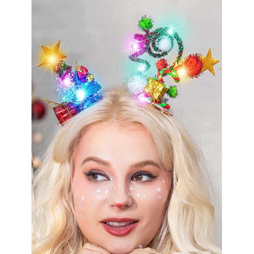 CASDRE Christmas Light up Hair Clips Green Red Xmas Gifts Hair Pieces Snowflake Hair Barrettes Christmas Tree Sparkly Hair Accessories for Women and Girls