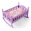 BABESIDE 4 Pcs Baby Doll Crib Set for 4-6 Inch Mini Baby Dolls, Wooden Baby Doll Bed Doll Furniture with Doll Bedding Set, Baby Doll Cradle for Kids Pretend Play Toys, Purple