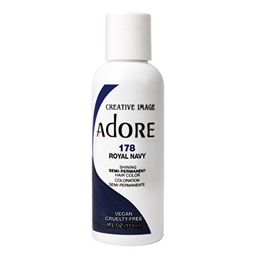 Adore Semi Permanent Hair Color - Vegan and Cruelty-Free Hair Dye - 4 Fl Oz - 178 Royal Navy (Pack of 1)