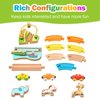 Train Set for Toddlers 18 Months+ Animal Wooden Train Set Toys for Toddler, Montessori Toys for 2 Year Old, Magnetic Train Toys with Wooden Train Track fits Brio, Railway Set