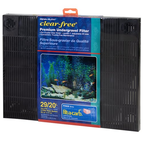 Penn-Plax Undergravel Aquarium Filter for 20 (Long) - 29 Gallon Tanks – Two 14” x 11.1” Plates – Under Gravel System for Clear, Clean Water – Safe for Freshwater and Saltwater Tanks