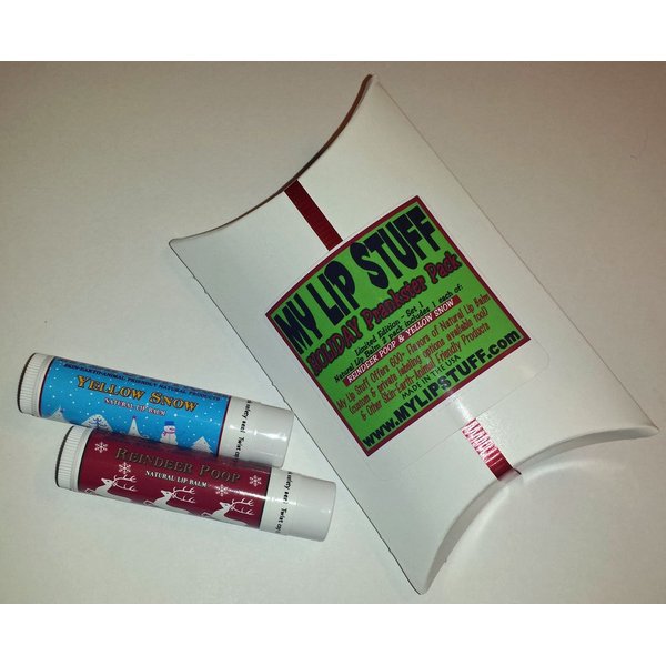 My Lip Stuff HOLIDAY PRANKSTER PACK (reindeer poop & yellow snow) gag gift natural lip balm set