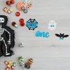 24Pcs Halloween Spooky One Cupcake Toppers Blue Bat Boo Boy First Birthday Cupcake Picks for Halloween Theme Boy Kids First Birthday Party Decorations Supplies