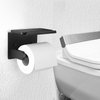 Toilet Paper Holder, Matte Black Toilet Paper Holder with Shelf,Screw or Self Adhesive Toilet Paper Holder Wall Mount,SUS304 Bathroom Toilet Paper Holder,Toilet Paper Roll Holder for Bathroom,Washroom