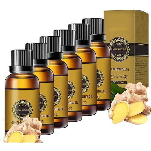 6Bottle Belly Drainage Ginger Oil Natural Drainage Ginger Oil Essential Relax Massage Liquid Herbal Massage Oil