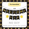 VIP Red Carpet Decorations,Black Gold Welcome VIP Banner with Star Hanging Swils for Movie Night Birthday New Years Eve Party Decorations Home Indoor Supplies