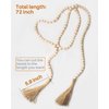 Wood Bead Garland with Tassels, 72 Inch Natural Wooden Beads Garland, 6 Feet Handmade Boho Farmhouse Decor, Coffee Table Decor
