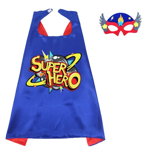 D.Q.Z Kids Superhero Cape and Mask for Girls Boys, Super Hero Dress Up Cape, Birthday Party Gifts for 3+ Years Old Children (Blue-Red)