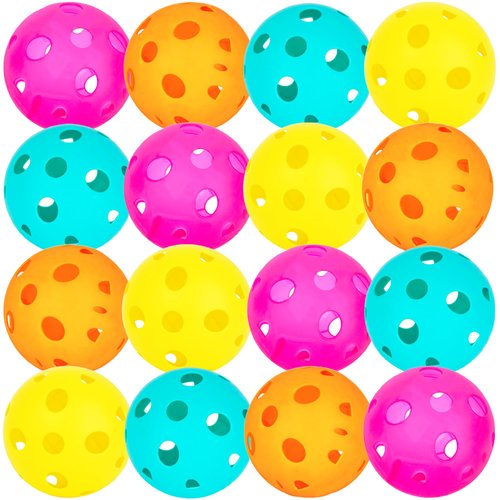 ArtCreativity Bulk Wiffle Balls (12 Pack) - Set of 12 Wiffle Ball Baseballs - Plastic Balls in 4 Vibrant Colors - Durable Design for Hours of Outdoor Fun - Main Game Sold Separately