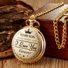 Golden Pocket Watch to Son I Love You Forever Gifts from a Mom Dad Engraved Fob Watches Chains for Kids