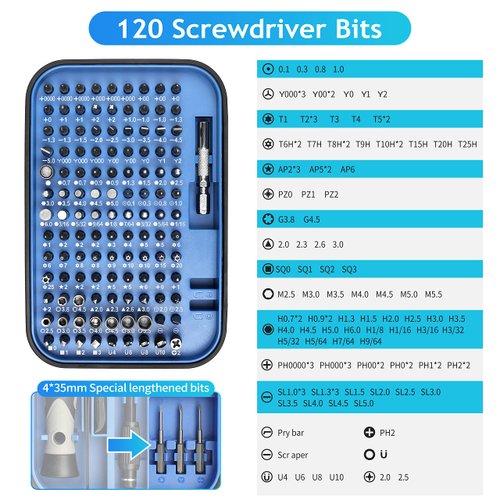 DIVANC Precision Screwdriver Set,130 in 1 Screwdriver Kit with 120 Screwdriver Bits Repair Tool Kit,Magnetic Screwdriver Set for Repair Computer,Smart Phone,Household Appliances,Game Console (Blue)