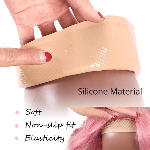 Ecojunmi Non-Slip Silicone Wig Cap for Display Wigs On Mannequin Head, Universal Pvc Hair Caps Wig Accessories Beige Soft Plastic Hair Caps (silicone wig cap)