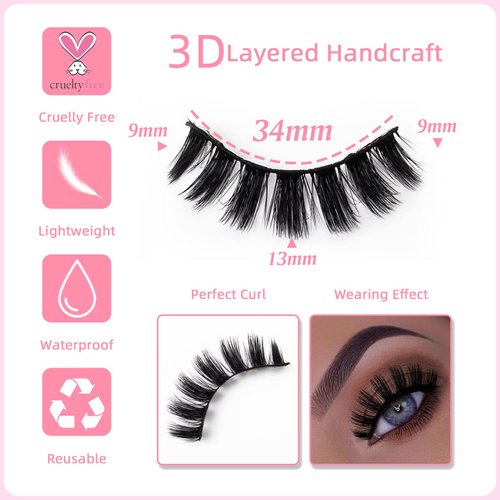 SQYlashes Natural Lashes Wispy Cat Eye False Eyelashes Short - 14 Pairs, G81