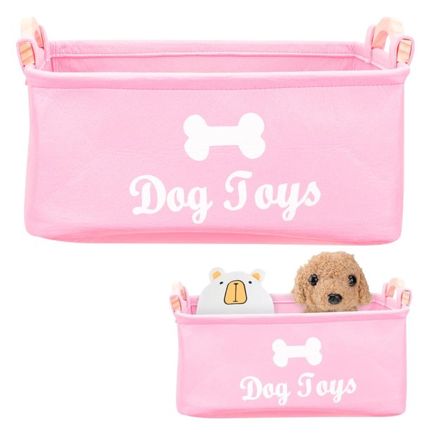 Beavorty 1Pcs Box Dog Toy Basket Fabric Storage Basket Collapsible Storage Bin Pet Toy Container Square Shelf Foldable Shelf Open Toys Pet Toy Basket Pink