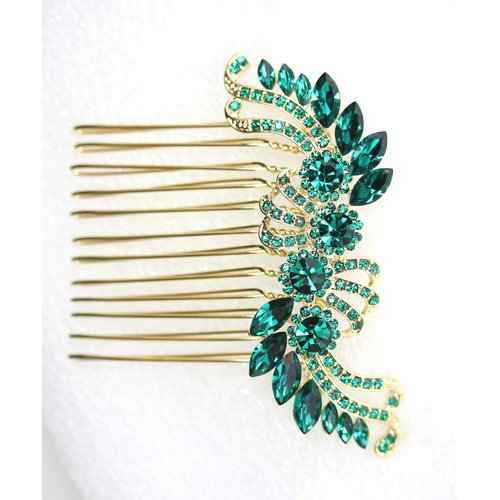 Faship Gorgeous Green Crystal Hair Comb