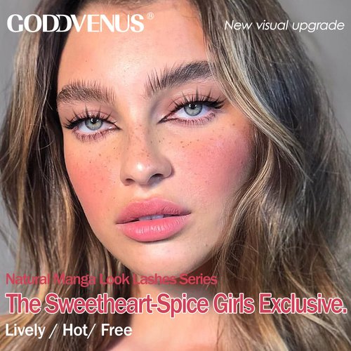 Spiky Manga Lashes 14MM Anime Short Japanese False Eyelashes Natural Wispy Korean Clear Band Cosplay Lashes Pack 7 Pairs by GODDVENUS