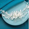 Bmirth Wedding Hair Combs Silver Flower Hair Comb Pearl Bridal Hair Piece Crystal Bride Hair Accessory for Women and Girls