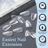 Luckyfairy Short Almond Fake Nails, 360pcs Soft Gel x Pre-Shaped Acrylic Nail Tips, Half Matte Full Cover Clear Gelly Press on Flase Nail Tips for Extension Nail Manicure Home DIY 12 Sizes Gelly Tips
