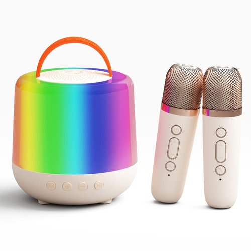 Mini Karaoke Machine with 2 Wireless Microphones, Mini Karaoke Machine for Kids, Kids Karaoke Machine for Girls Boys, Portable Bluetooth Karaoke Singing Machine for Kid Christmas Birthday Party
