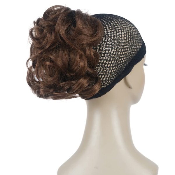 Aimole 6" Short Curly Synthetic Ponytail Clip in Claw Extensions 80g with a jaw/claw clip (30-Medium Auburn)
