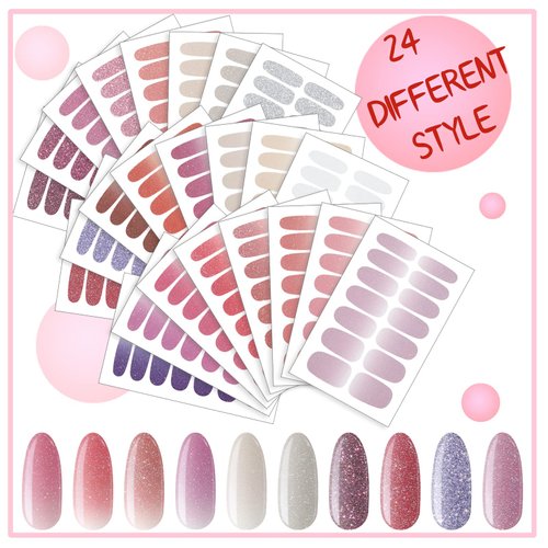 Maitys 336 Pieces 24 Sheets Full Wrap Nail Polish Strips Stickers Self-Adhesive Gel Nail Strips Art Decals with Nail File for Women DIY Nail Decorations(Elegant Style)