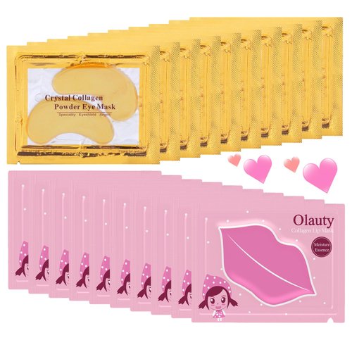 20 Pairs 24K Gold Eye Masks & Lip Masks, Crystal Collagen Eye Patches for Puffy Eyes, Effectively Moisturizing Lip & Eye Skin Care Reducing Fine Lines Dark Circleeye Patches