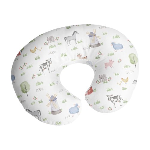 Sweet Jojo Designs Farm Animals Nursing Pillow Cover Breastfeeding Pillowcase Newborn Infant Bottle Breast Feeding Pillow NOT Included Watercolor Farmhouse Barn Horse Cow Gender Neutral