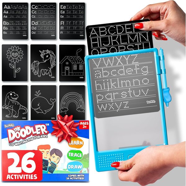 BUNMO Doodle Board + 26 Unique Templates - Stocking Stuffers for Kids - Insertable Tracing Templates - Learn to Write Letters & Numbers - Creative Fun -Drawing Tablet for Kids - Kids Drawing Board