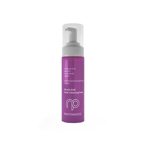 NEW PARADISE Glycolic Acid Facial Cleansing Foam - Exfoliating Brightening Cleanser with Aloe Vera, Pro-vitamin B5 - Anımal Test Free