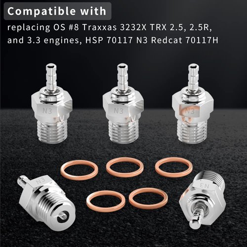 GLOBACT RC Glow Plugs 70117#3 N3 Hot Spark Nitro Engine Parts Replace OS 8 for Redcat Kyosho HSP HPI 1/8 1/10 Scale RC Car Truck Buggy (5pcs)