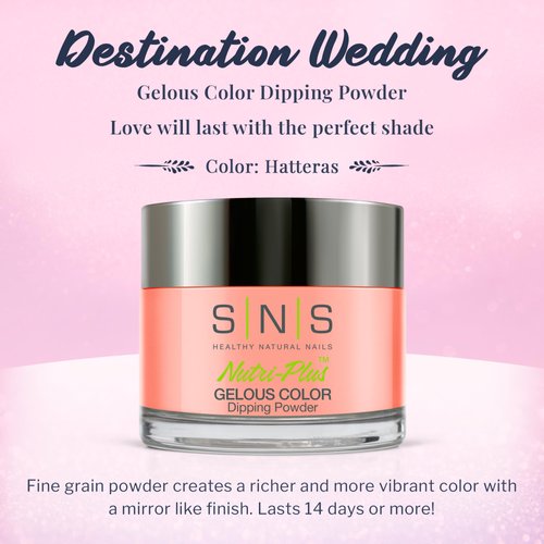 SNS Nail Dip Powder, Gelous Color Dipping Powder -Hatteras (Peach/Coral Pastel, Cream) - Long-Lasting Dip Nail Color Lasts 14 Days - Low-Odor & No UV Lamp Required - 1.5oz