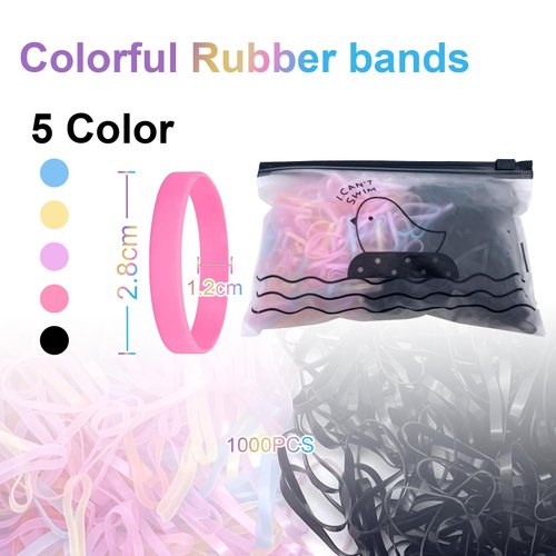 oditton 1000 Mini Rubber Bands, Soft Elastic Hair Ties, Mini Toddler Braids Ponytail Holders, for Infants Kid Braids Hair Baby Girls (Jelly and Black)