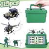 LovesTown 115PCS Army Men Playset, Military Soldier Set Army Action Figures Battle Group Military Base Toy with Box Helicopter for Gifts Green