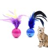 BeeSpring Cat Balls Interactive Cat Toy Cat Feather Balls with Loud Bell Inside (2Pcs - Red, Blue)